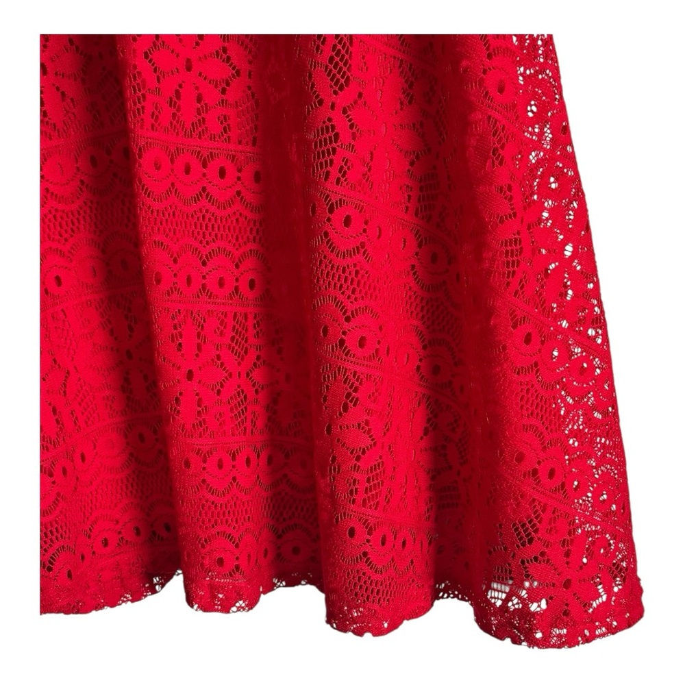 Red Lace Dress A-Line Medium Sleeveless Lily Morgan Holiday Christmas Dress Sexy - Picture 5 of 9